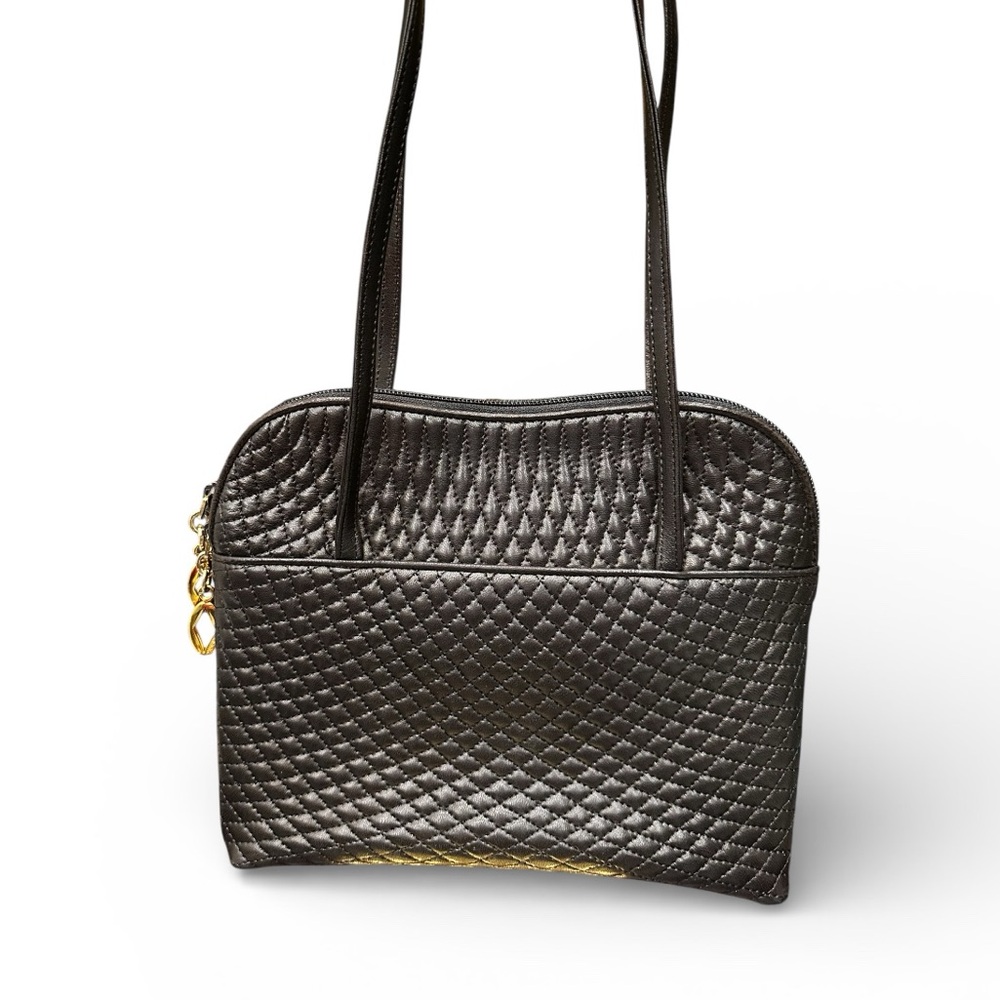 Vintage Bally Black Quilted Lambskin Shoulder Bag